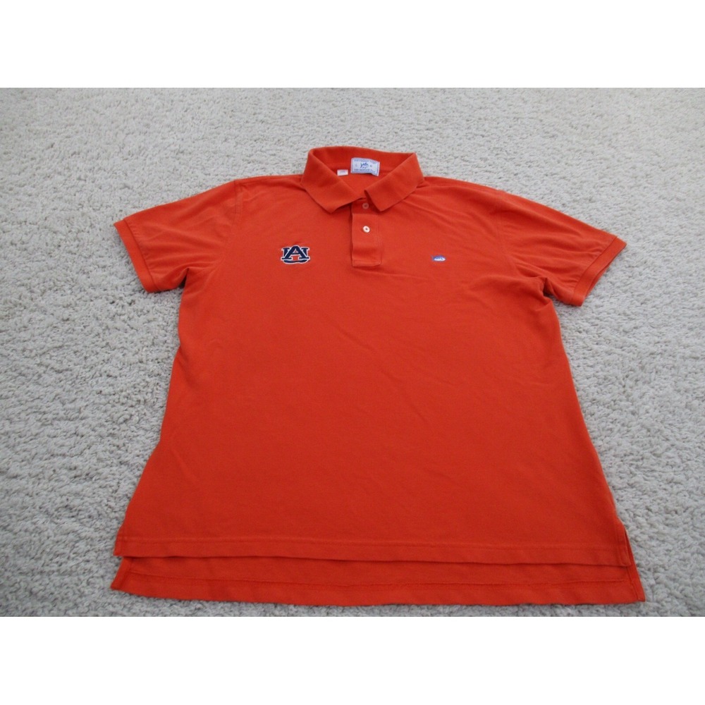 Auburn Tigers Shirt Mens Large Orange Southern Tide Polo Preppy Casual Skipjack